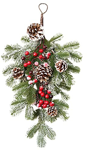 Weihnachtskranz Türkranz Künstliche Kranz, Weihnachtskranz-Girlande Für Haustür, Weihnachtskranz Türkranz Künstlicher Kranz Mit Schleife, Weihnachten Girlanden Türdeko Weihnachtsdeko Für Wand Windows