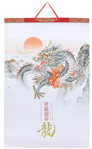 ABOOFAN 2024 Chinesischer Kalender Jahr Des Drachen Wandkalender Chinesischer Mondkalender Fengshui Glückverheißender Glückskalender Monatsplan Agenda Planer Für Home Office A