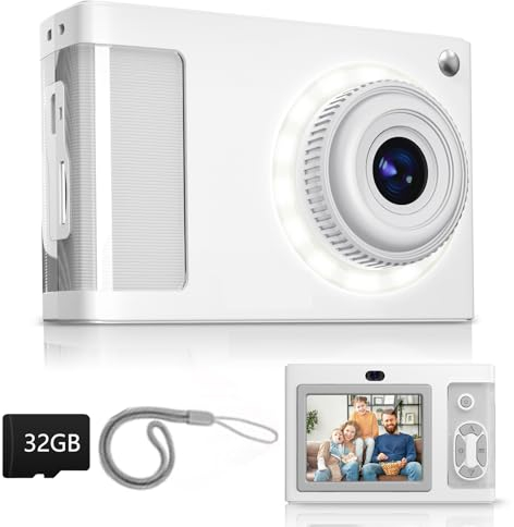 Digital Camera,ARNSSIEN 1080P Vintage Kids Digital Camera,with 2.4”Screen and 16 LED Filling Lights,Birthday Festival Present for Teens, Students, Beginners,Y2