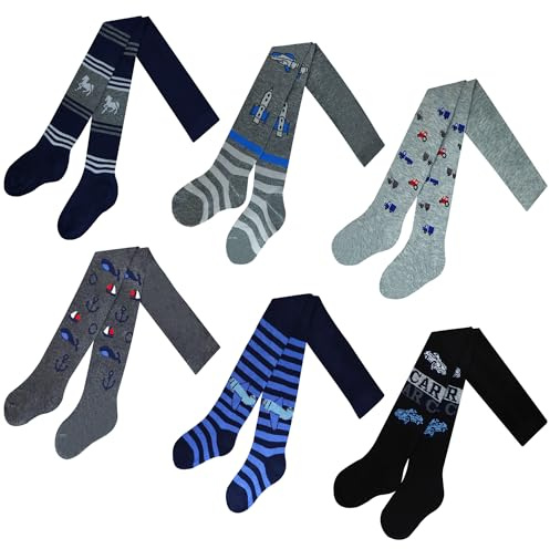 MRCC Lot de 6 collants en tricot fin pour bébé garçon 12777, Lot de 6 - Modèle 3, 86-92