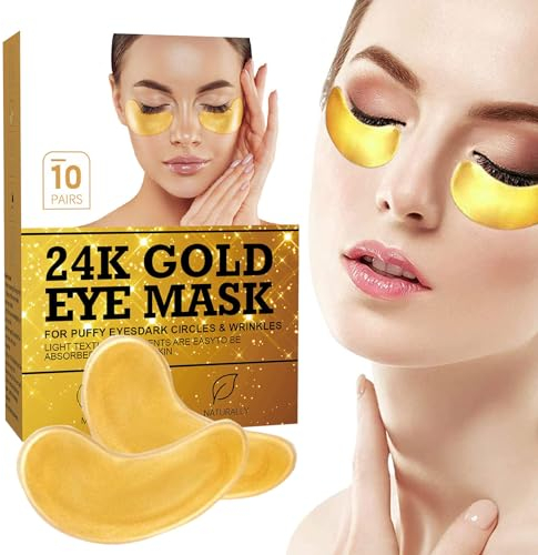 Collagene Patch Occhi, 10 paia Maschera Occhi, 24K Maschera Occhi, Patch Occhiaie e Borse, Patch Occhi-Eye Patch, Maschera per Gli Occhi, Patch Occhi, Anti Rughe, Rimuovi Borse e Puffiness