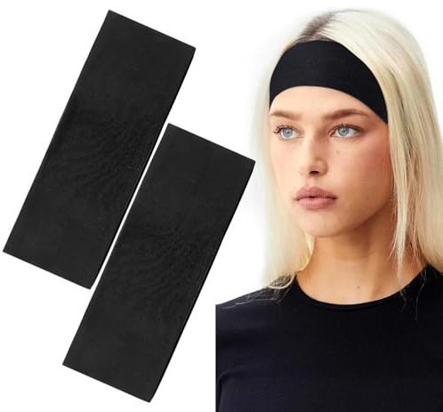 BELEVO Fascia Capelli Donna Sport, 5cm 7cm 9cm 11cm 15cm Fascette Capelli Nera Elastici Fasce per Capelli Donna & Uomo Antiscivolo Fasce Capelli Fitness Yoga Gym