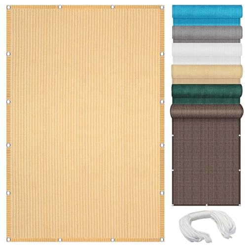 Tenda a Vela Ombreggiante Rettangolare 4 x 10 m, Antistrappo, Traspirante, 98% Anti UV, Rete Ombreggiante Rete Telo Ombra, Tendone Tende Telo Ombra, per Giardino, Pergola, Color Crema