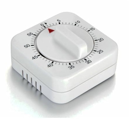 Square 60 Minute Mechanical Kitchen Timer - Visual Kitchen Cooking Timer Clock with Loud Alarm - No Batteries Required-Manual Countdown Timer for Classroom, Home, Study and Cooking (White)