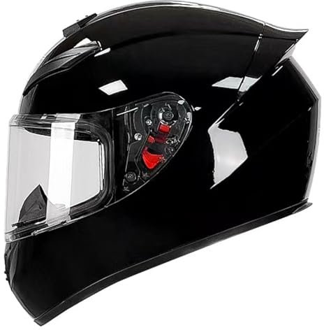 YPDOPORA Full Face Motorcycle Helmets with Tinted Visors, DOT/ECE Approved Motorbike Moped Street Bike Racing Helmet for Men And Women,Black,S