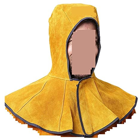 Schweißer-Maske, Leder-Schweißarbeiten, professionelle Schweißhaube, Leder-Schweißkappe, Funken, flammhemmend, for Schweißerhelm, Gesichtsmaske, Schal, Leder-Schweißzubehör (Farbe: Braun, Größe: 0)