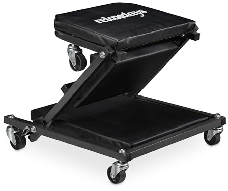 Relaxdays Rullbräda verkstad upp till 150 kg, 2-i-1 rullstol och verkstadsstol, vikbar, 360° roterbar, bil, stål, svart