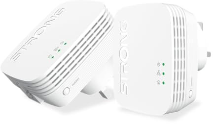 STRONG POWERL600DUOMINIUK AV600 Mini Powerline Adapter Starter Kit, Pack of 2, Up to 300m Range, No Configuration Required, UK Plug White