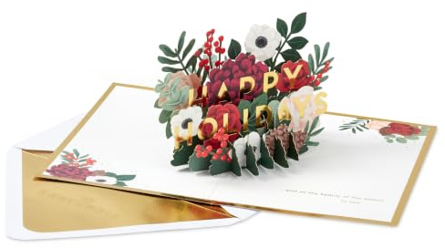 Hallmark Signature Paper Wonder Pop-Up Weihnachtskarte (Happy Holidays) Winterblumen