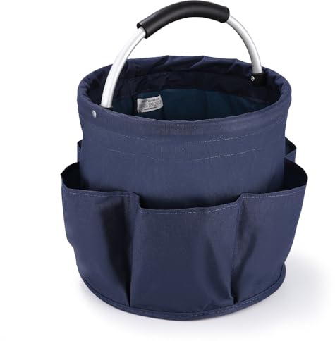 Zhufas Organiseur de Nettoyage Multi-Poches Sacs Étanches pour Jardinage Organisateur de Produits de Nettoyage Pliable avec poignée et 6 Compartiments pour Jardin, Salle de Bain, intérieur (Bleu)