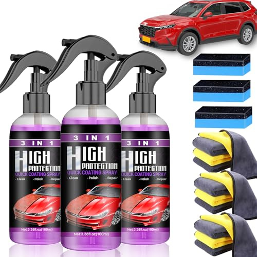 3 in 1 Spray per Rivestimento Auto ad Alta Protezione, Rinnovo del Rivestimento Dell'Auto, Car Coating Agent 100ml (3 Pezzi)