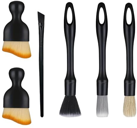 DWE Car Detailing Brushes Set, 6 Pcs Car Interior Detailing Brushes Kit, Soft Car Cleaning Brush Dust Removal Brushes for Interior Exterior Air Vents Dashboard Automotive Trim Wheel Rim