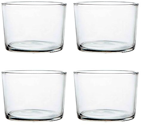 Tradineur - Set de 4 vasos de cristal, modelo Chiquito, servir licores, whisky, vino, diseño minimalista, aptos para lavavajillas (240 ml - 5,8 x 8 cm)
