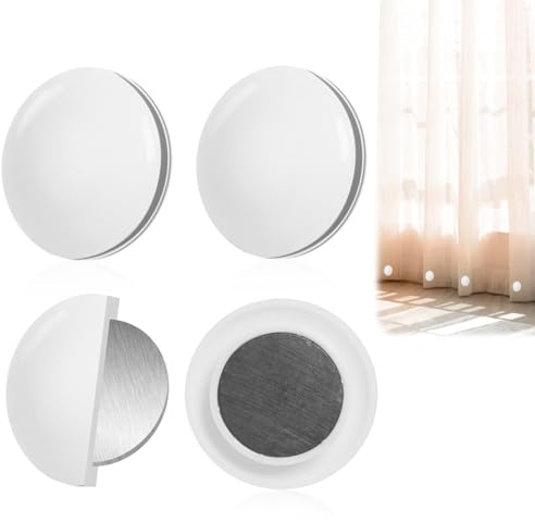 4 Packs Shower Curtain Weights Round Strong Waterproof Magnetic Drapery Clips Never Rust Shower Magnets Curtain Clip On Bottom for Drapery Tablecloth Flag (White)