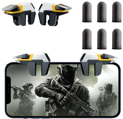 GOFOYO Mobile Game Controller, 6 Finger Gamepad with Large Thickness, Sensitive Trigger and 3 Pair Gaming Finger Sleeves