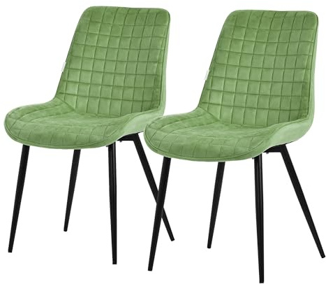 ML-Design Esszimmerstühle 2er Set, Salbei, Sitzfläche aus Samt, Schwarzes Stahlgestell, Küchenstühle mit Rückenlehne, Wohnzimmerstühle, Polsterstühle für Esszimmer, Küche & Büro, Gepolsterte Sessel