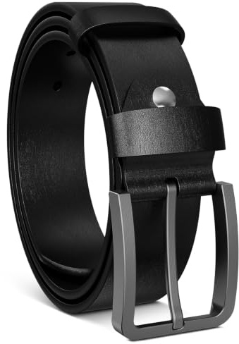 Justay Comf Ceinture pour Homme en Cuir de Vachette Costume en Jean, Cuir Véritable,Cadeau pour Homme