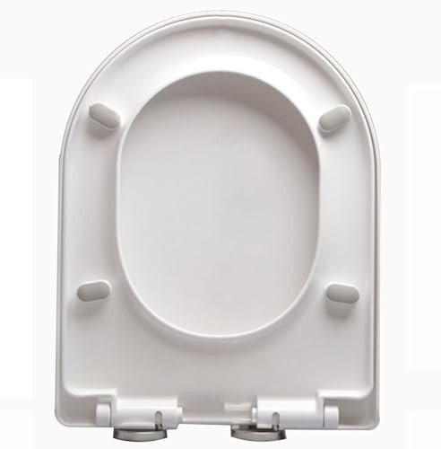 Giural V/D/U Shaped Toilet Seat, Soft Close Toilet Seat, White Toilet Seat Cover, PP Toilet Lid, 360° Adjustable Hinges, One-Click Quick Disassembly, Easy to Install and Clean,46x36cm