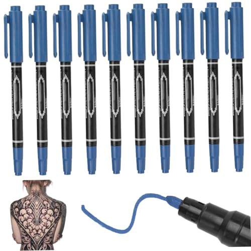 10pcs marcadores de tatuajes temporales para piel, bolígrafo de henna de doble cabeza, marcadores de piel para tatuajes con punta gruesa y fina, lápiz de marcado suave y seguro