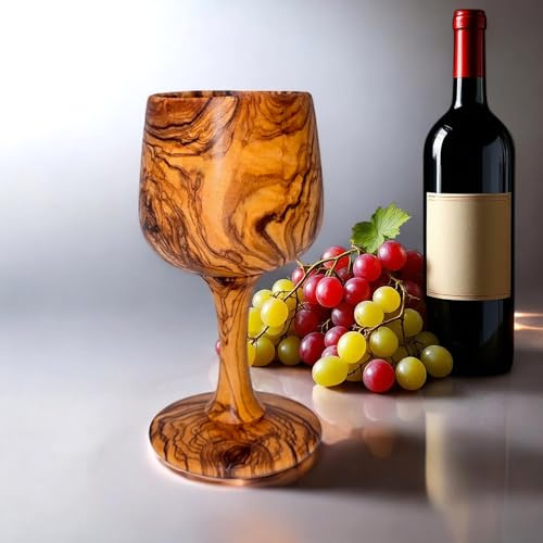 Handcrafted Olive Wood Wine Rustic Natural Wooden Chalice Eco Friendly Drinkware Unique Bar Accessory for Red White Beverages Hand Turned Artisan Wine Cup Home Decor Gift Idea