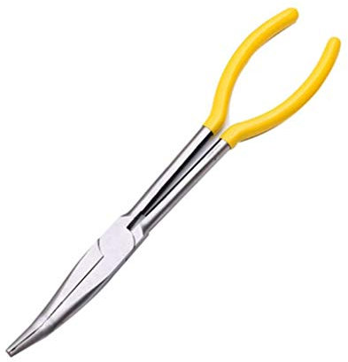 YIZITU Long Reach 11 Inch Plier Curved Straight Needle Nose Angled Auto Car For Plug Wire Removal Clamp Car Repair Tools Curved Straight Angled Clamp