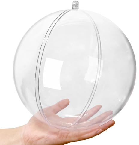 2 Pcs Extra Large Clear Ball Ornaments,7.8 inches Fillable Christmas Balls,Clear Plastic Fillable Ornaments Ball,Separate Transparent Christmas Balls for DIY Crafts Christmas Wedding Party Decor
