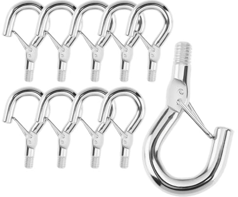 Oiieco 10 Stück M4-Schraubhaken Aufhängehaken,mit Federschnalle,für Metrischem Innengewinde,für Hängematten, Markisen, Hängesessel, Schaukelstühle, Festkabel, Blumenampel