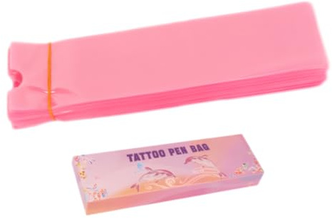 200 PCS Tattoo Pen Covers, Pink Tattoos Machine Wrap, Disposable Disinfection Bag for Tattoos Machine, 2.04×7.09 Inch Hygienic Machines Sleeves for Most Tattoo Guns