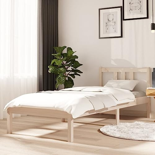 Qnhdfrt Massivholzbett aus Kiefer 75x190 cm Modernes Einzelbett mit Stabilen Lattenrost und Rustikalem Design Robustes Bettgestell für Schlafzimmer Jugendzimmer und Gästezimmer