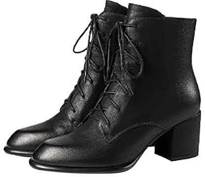 Generisch Stivali invernali con lacci stivaletti da donna autunno scarpe minimalistiche con cerniera laterale stivali alla caviglia stivali corti Chelsea Boots scarpe tradizionali alla caviglia