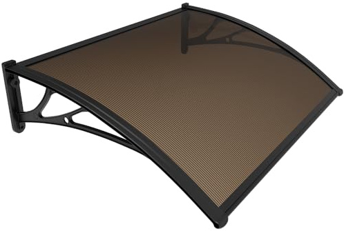 VOUNOT® Front Door Canopy Outdoor Awning, Rain Shelter for Back Door, Porch, Window, 120 x 80 cm, Brown