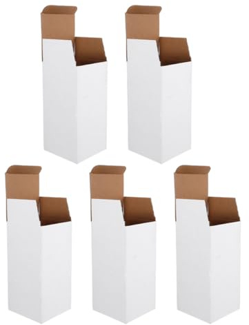 FUOYLOO 5 Weiße Versandkartons aus Wellpappe 10X10X20cm Faltbare Robuste Verpackungskartons für Versand Post und Geschäft Einfache Montage