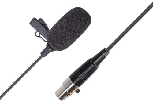 ASHATA Microfono Lavalier da Bavero, Microfono a Condensatore a con Cavo XLR a 4 Pin per di Trasmissione Wireless da Cintura, Altoparlanti per Spettacoli Teatrali Emittenti