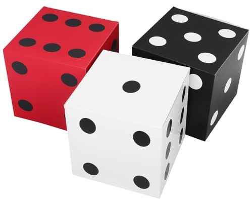 FOMIYES Große Würfel 3 Stück Tischdeko Vegas Party Abschlussball Geburtstag Kartenspiel Zubehör in Weiß Rot und Schwarz 28cm
