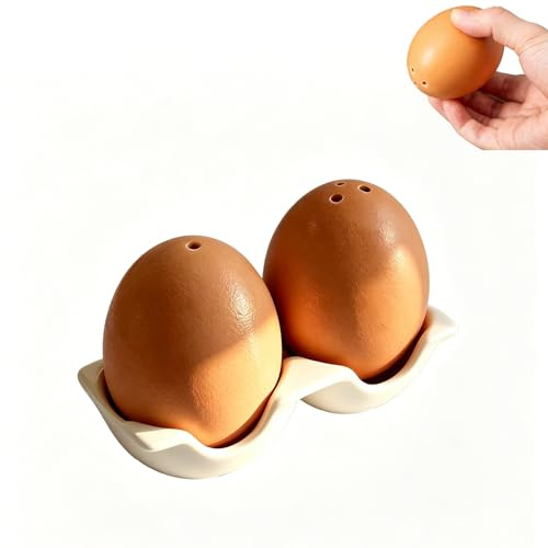 Roliga kryddburkar, saltströare rolig, salt och pepparströare, söt, keramisk äggform, roligt salt och pepparströare med kartongdesignstativ, kombinerad köksdekoration söt