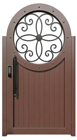 Customizable Aluminum Alloy Garden Gates, Heavy Duty Garden Gate Frame Kit, Villa Courtyard Gates, Outdoor French-Style Yard Gates(Brown)