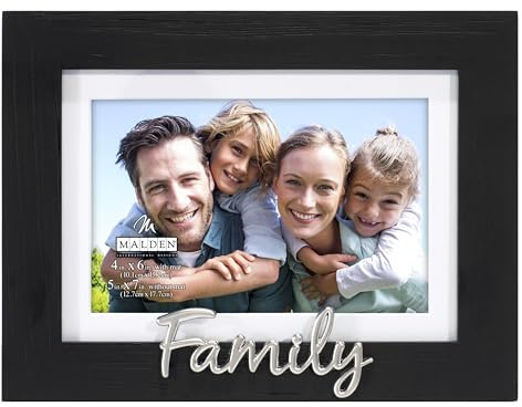 Malden Family 4x6 or 5x7 Picture Frame, Black Pine with Silver Accent