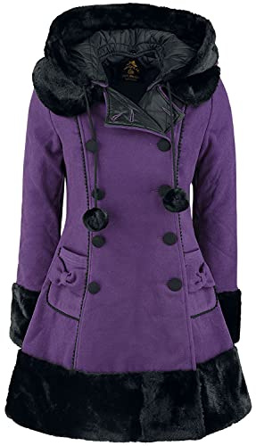 Hell Bunny Sarah Jane Coat Mujer Abrigo de Invierno Lila S, 90% Poliester, 8% Viscosa, 2% elastán,