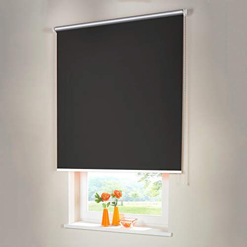 Sonnenschutz-HH® - Seitenzugrollo Verdunkelungsrollo Thermorollo - Außenmaß Breite 160 x 210 cm Höhe dunkelgrau - Lichtundurchlässig Rollo für Abdunkelung Kettenzugrollo inkl. Universalträger