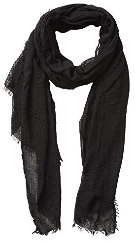 XRDSS Summer Cotton Blend Crinkle Vintage Soft Scarf with Fringed Edges 35 × 70 (Black)