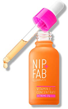 Nip + Fab Vitamin C Fix Booster 3%, Siero idratante con vitamina C, Siero antiossidante, Illuminazione della pelle, Estratto di bacche di Acai, Pantenolo, 30 ml