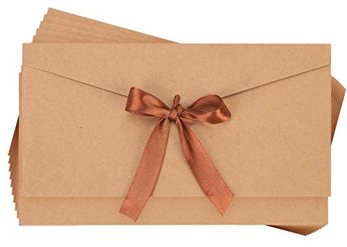 Glückwunschkarte Schleife Grußkarte 10 Stück Klappkarte Briefumschlag Kraftpapier Dankeskarte Retro Einladungskarte Umschlag Faltbare Geschenkkarte Einladung Papierkarte für Weihnachten Geburtstag