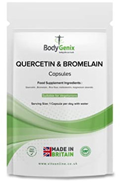 Bodygenix Quercetin & Bromelain Capsules - Immune System Digestive Health Joints Support Antioxidant Boost High Strength Formula Natural Supplement - 120 Capsules 4 Month Supply