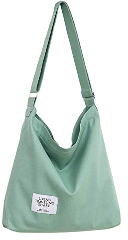 Covelin Bolso de hombro de lona retro de gran tamaño para mujer, bolso cruzado estilo Hobo, verde oscuro (Dark Sea Green), Talla única
