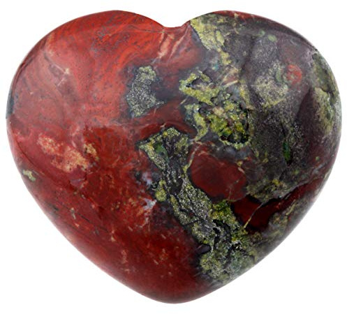 Nupuyai Drachenblutstein Handschmeichler Herz Edelstein Heilstein Kristall | Handschmeichler Herzstein 4cm, Glücksbringer Taschenstein, Energiestein für Meditation, Trommelstein Herz Deko