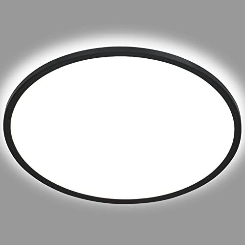 BRILONER - Plafonnier LED à lumière indirecte, plat, couleur de lumière blanc neutre, lampe LED, plafonnier, lampe de salon, panneau, cuisine, éclairage plafond, 29,3x2,8 cm, noir