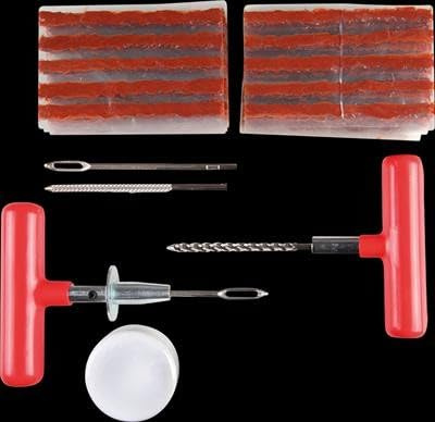 Kunzer 7RVS01 Reifenvulkanisiersatz, Reifenreparaturset, Motorrad, für PKW | 57-teilig im Koffer, Transporter, Großraumlimusine, Lauffläche, Pannenhilfe-Set, Vaseline, Spiral-Werkzeug