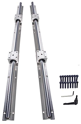 CNCYEAH 2Pcs SBR16 Linearführung 1500mm mit Griffe, 2Pcs Gleitschiene Welle mit+4Pcs SBR16UU Linearwagen Block, Führungsschienenset für 3D Drucker CNC