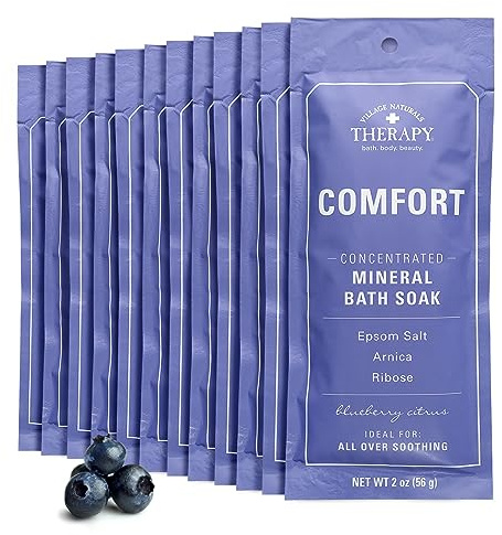 Village Naturals Therapy, Comfort Concentrated Mineral Bath Soak, Blueberry Citrus, 2 Oz, Pack of 12