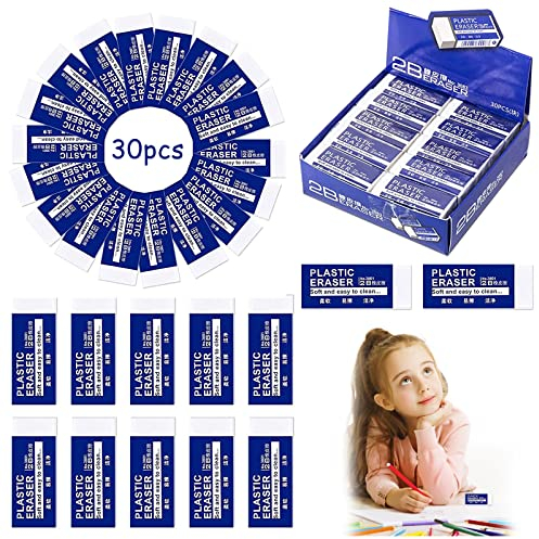 30 Stück Radiergummi, Radiergummis, Radiergummi Kinder, Radierer, Eraser Set, Mini Radiergummis, 2B Weich Radierer, Eraser, Klassischer Radierer für Schule Skizzen Gemälden Künsten